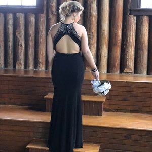 Black beaded prom dress